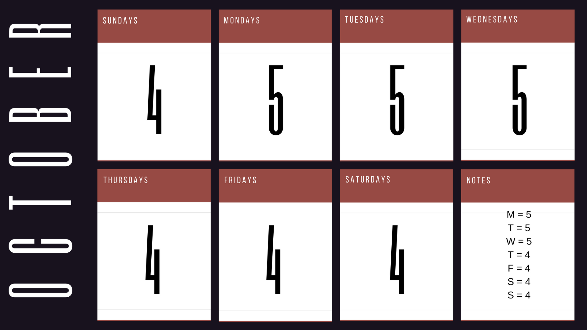 October Weekday Count