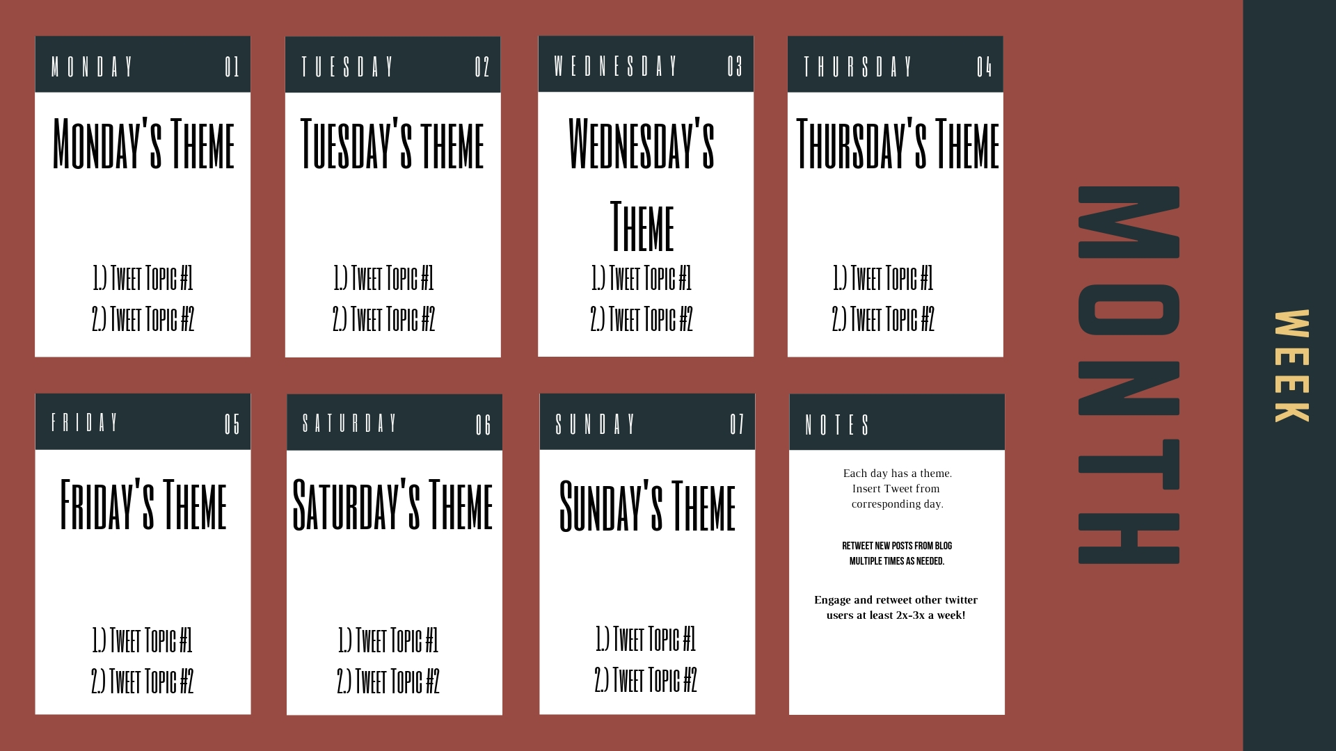 Weekly Twitter Theme Calendar